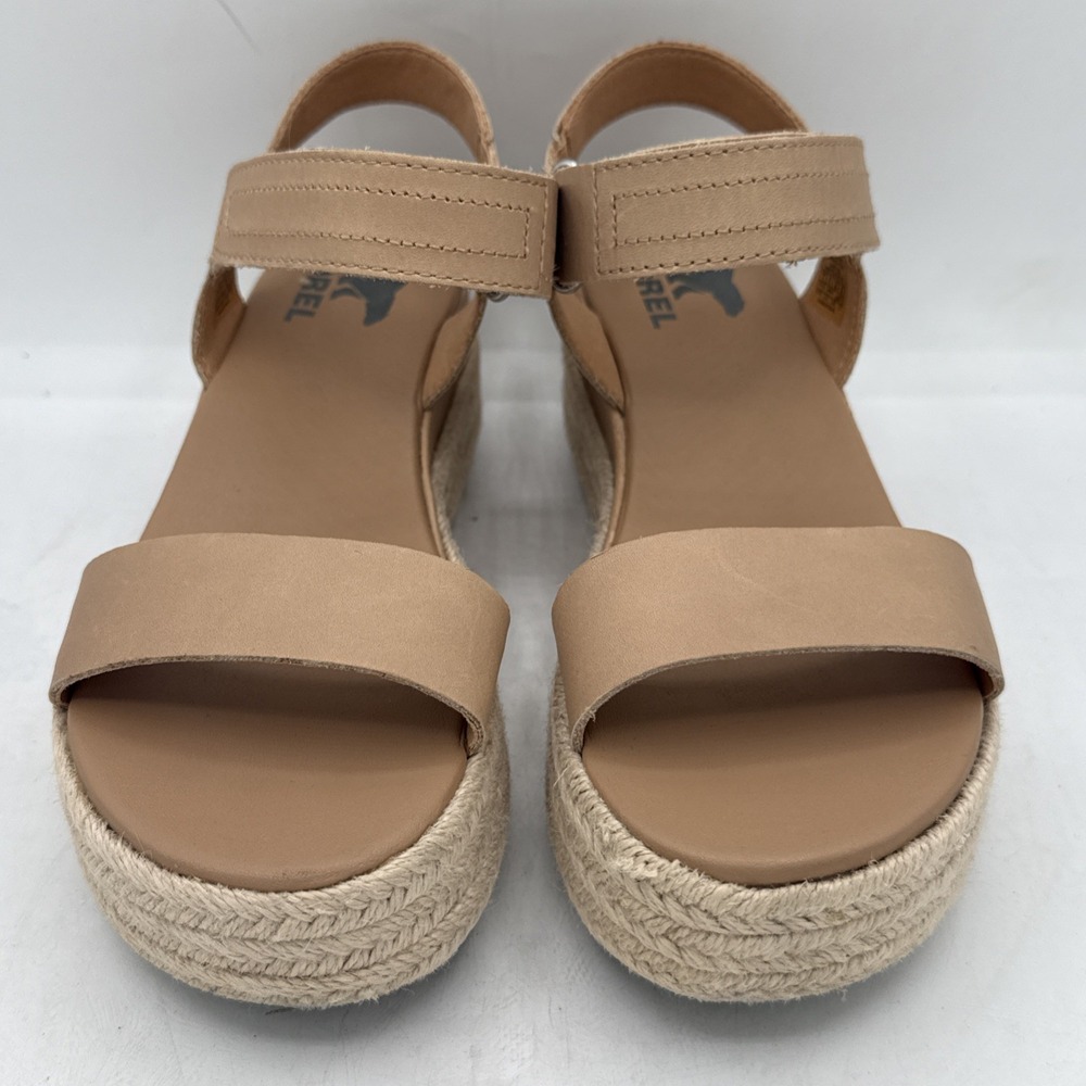 Sorel Cameron Flatform Women's Sz US 7 Honest Beige Hook & Loop Wedge Sandals